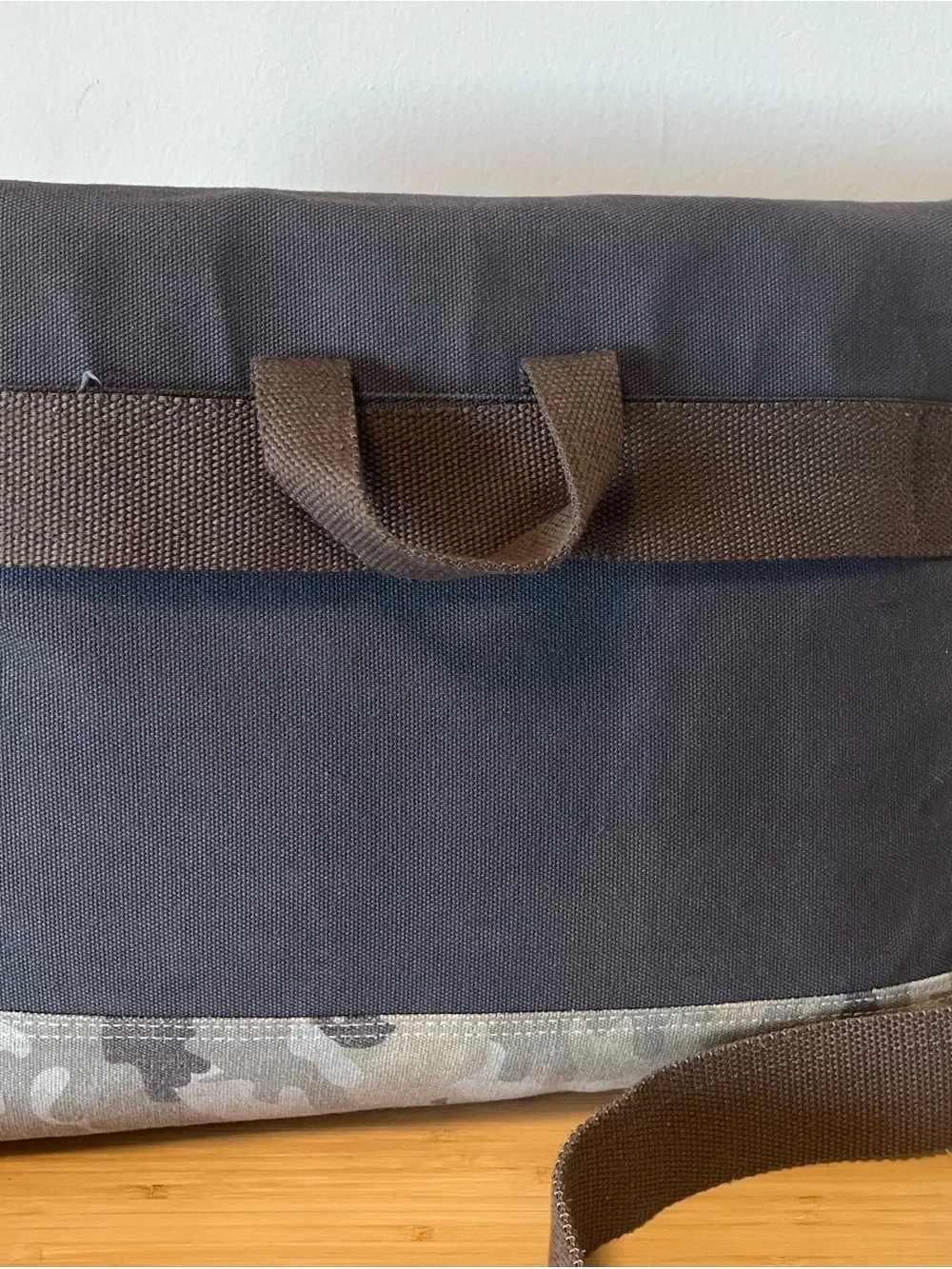 Levi's Blue-Gay Canvas Messenger Bag with Camo Trim